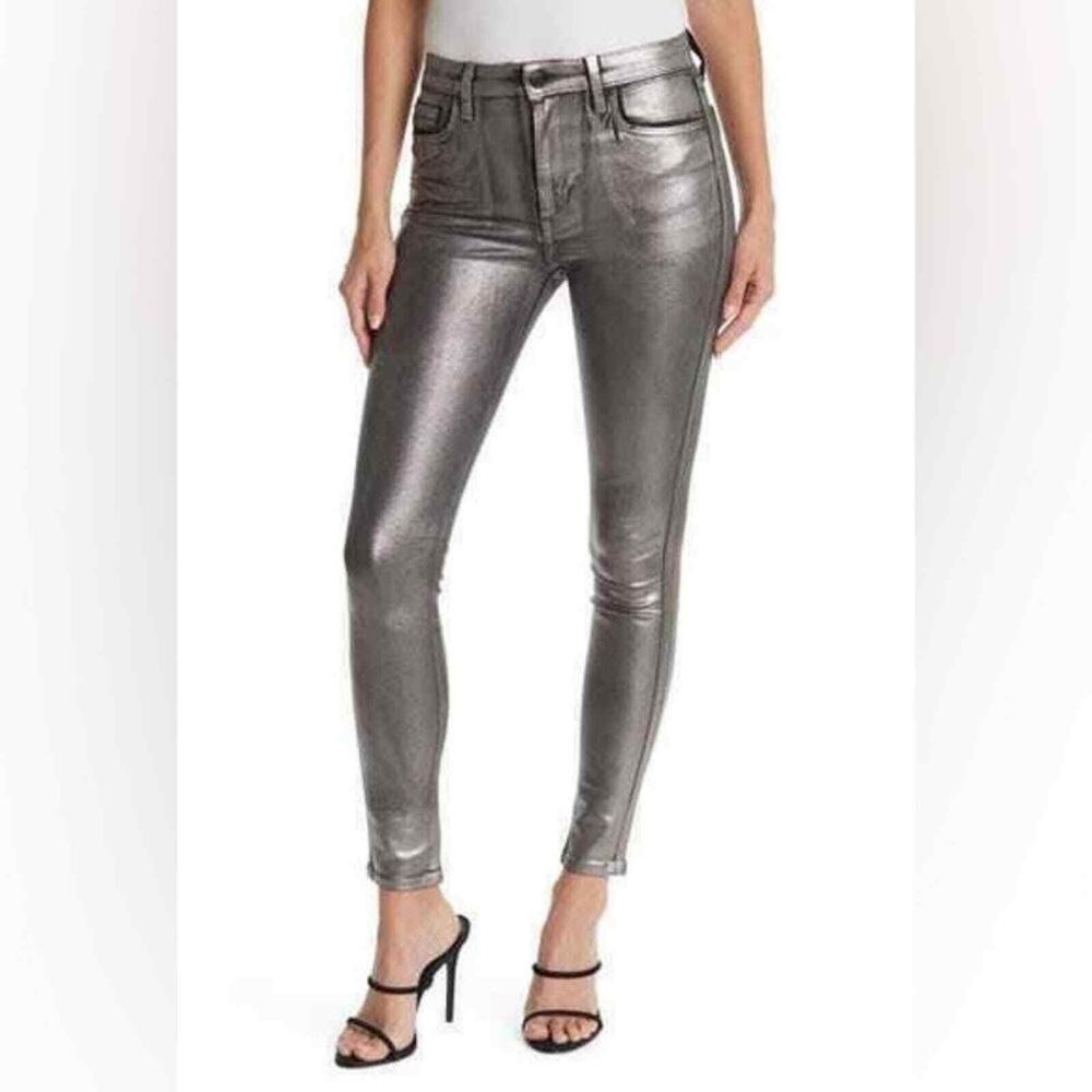 JOE'S Charlie High Rise Skinny Ankle Silver Foil Jeans 31 Andromeda Made US $228